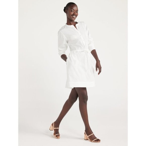 Free Assembly Women’s Ruffle Neck Mini Dress, Sizes XS-XXXL-White - Picture 2 of 5